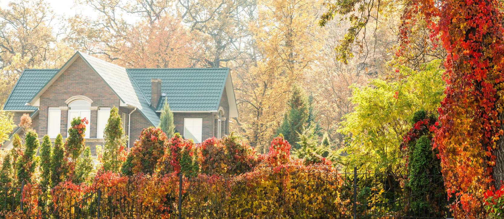 Residential home in the fall in Oklahoma